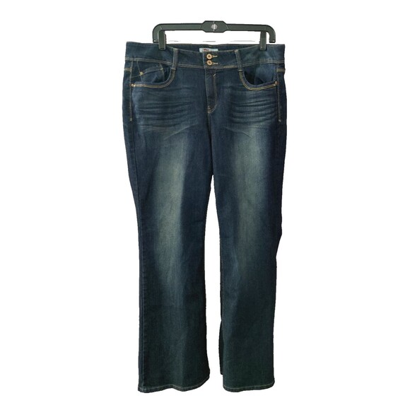 Vintage LEI Blue Denim Sophia Hipster Flare  Jeans Junior’s Size 17 - Picture 1 of 14